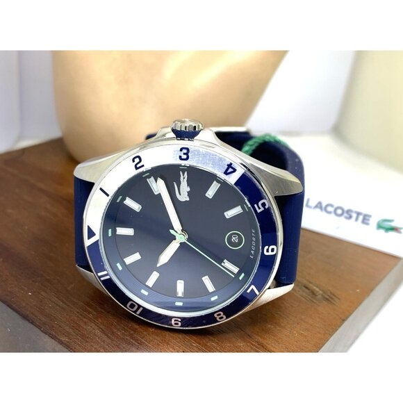 Lacoste Men's Watch 2011125 Tiebreaker Quartz Blue Dial Rubber Band Sport 43mm - Picture 8 of 14